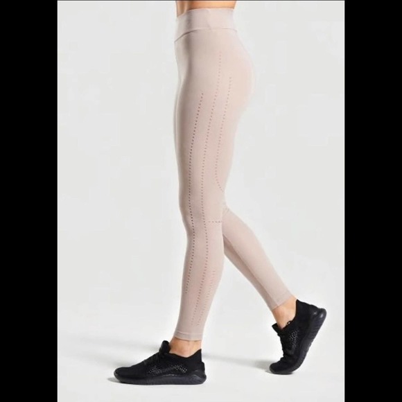 Gymshark Laser Cut Tights Taupe Medium - Picture 2 of 10